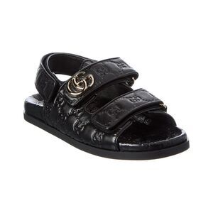 Gucci Double G Leather Sandal, Black